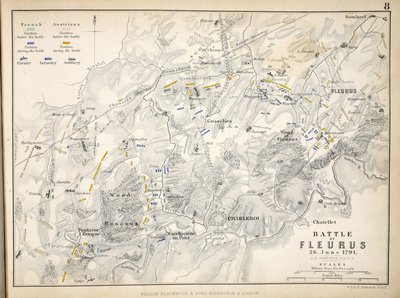 Map of the Battle of Fleurus, published by William Blackwood and Sons, Edinburgh and London by Alexander Keith Johnston